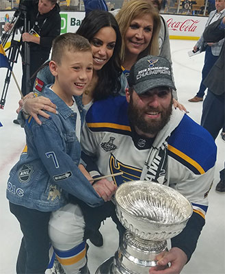 Pat Maroon meets his family after winning Stanley Cup